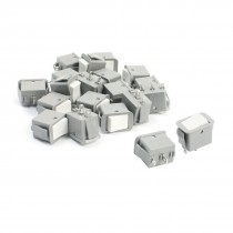 20Pcs AC250V/10A 125V/13A 2 Pins Latching SPST On/Off Rocker Switch Gray