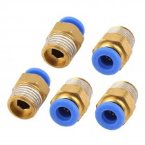 1/4PT Male Thread to 6mm Push in Tube Dia Pneumatic Tube Quick Coupler 5pcs