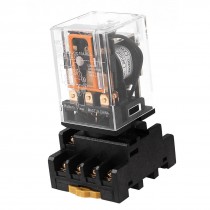 MK3P DC 24V 11 Pins PDT Coil Power Relay w 35mm DIN Rail Socket