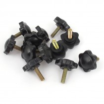 12pcs Black Plastic 25mm Head Diameter Star Clamping Knobs M5 x 16mm