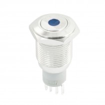 Blue Indicator Dot LED SPDT Flat Head 16mm Momentary Metal Push Button Switch