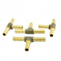 Air Compressor 6mm to 6mm Brass T-Shaped Barb Fittings Air Connector 4PCS