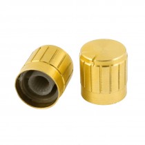 2 Pcs Gold Tone Volume Control Aluminum Potentiometer Knobs Caps 17mm x 17mm