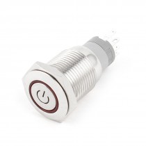 Red Indicative LED SPDT 1NO 1NC Locking Metal Power Pushbutton Switch 16mm