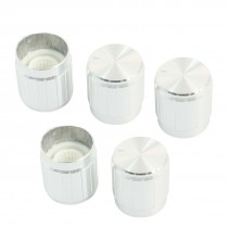 5Pcs 6mm Dia Knurled Shaft Silver Tone Potentiometer Rotary Knobs Caps