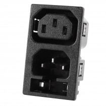 IEC320 C13 C14 AC Power Inlet Outlet Panel Mount Socket w Fuse Holder