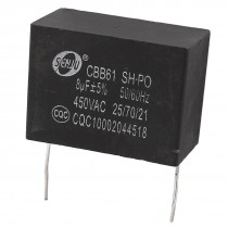 CBB61 AC 450V 8uF 50/60Hz Nonpolar Wired Motor Run Capacitor Black for Fan
