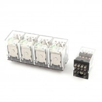 HH54PL 11Pins 3PDT DC 24V Coil Voltage Green LED Pilot Lamp Power Relay 5 Pieces