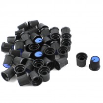 40pcs 6mm Knurled Shaft Blue Top Taper Volume Knob Cap for Potentiometer Pot