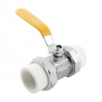 Double Headed 30mm to 30mm Yellow Lever Handle Copper Plating PPR Ball Valve