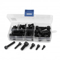 60 Pcs 5 Kinds Black Metal Hex Socket Cap Head Screw Set for RC Airplane