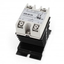 470K Ohm 2W to AC 24-380V 60A Black Aluminum Heat Sink 1 Phase Solid State Relay