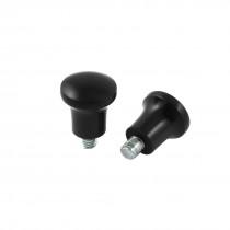2pcs Black 16mm Head Dia 5x6mm Male Thread Screw On Type Round Knobs
