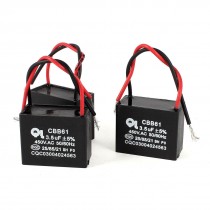 AC 450V 3.5uF 5% Wired Metalized Polypropylene Film Motor Capacitor Black 3 Pcs