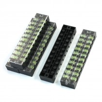 5pcs TB 2510L Two Rows 10 Position Covered Barrier Screw Terminal Block 600V 25A