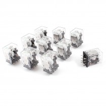 HH52PL DC 12V Coil 8 Pins DPDT Green LED Light Electromagnetic Relay 10 Pcs