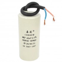 CBB60 AC 400V 45uF Cylindrical Non Polar Motor Capacitor White