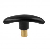 70mm Long 6mm Threaded Brass Insert Clamping T Knob Black Gold Tone