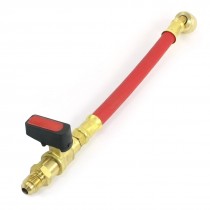 1/4SAE to 1/4SAE Refrigerant Charging Hose Connection 9.6" w Ball Valve