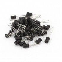 50Pcs 100uH 500mA 5x7mm 10% Tolerance Shielded Radial Lead Inductor Black