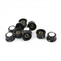 10pcs 6mm Round Shaft Dia Potentiometer Knobs Caps Hat Black