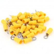 40PCS RV5.5-4 AWG12-10 Electric Wring Ring Yellow Insulating Crimp Terminals