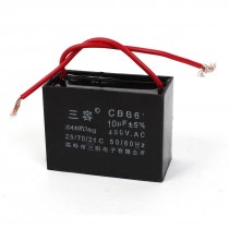 CBB61 AC 450V 10uF 50 60Hz 2 Wires Polypropylene Film Motor Run Capacitor