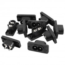 AC 250V 2.5A IEC320 C8 Round Pin Male Inlet Plug Power Socket Adapter 10Pcs