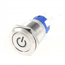 12V White LED Lamp 1NO 1NC Latching 19mm Self-locking Push button Switch SPDT