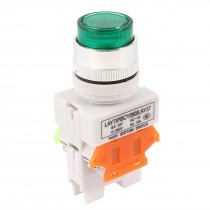 Green Light DPST Latching Emergency Stop LED Push Button Switch AC 220V