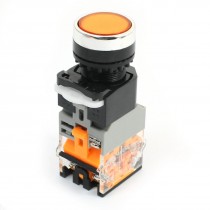 Machine Start DPST Momentary 1NO+1NC Orange Lamp Push Button Switch 660V 10A