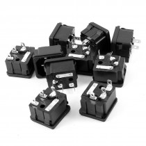 AC 250V 10A Pannel Mounted 3 Pin C14 Inlet Power Socket w Fuse 10 Pcs