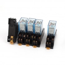 5 Pcs AC 220V-240V DPDT 8 Pins Red LED General Purpose Power Relay w Socket Base