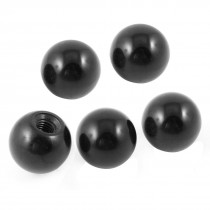 8mm hole Dia Moundled Threaded Handling Round Ball Knob Black 5pcs