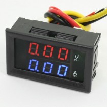 0-100V/5A Digital Dual Blue LED Display DC Voltage Current Meter Gauge