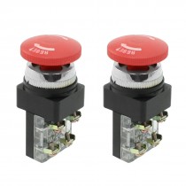 40mm Red Sign Mushroom Emergency Stop Push Button Switch SPDT 6A 250V AC