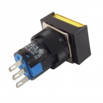 AC 250V/3A DC 30V/5A Momentary 3 Pins NO NC Yellow Rectangle Push Button Switch