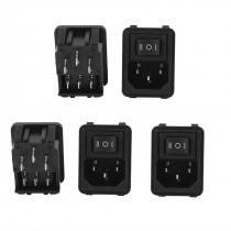 5 Pcs 3 Position Rocker Boat Switch IEC320 C14 Inlet Power Socket AC 10A 250V