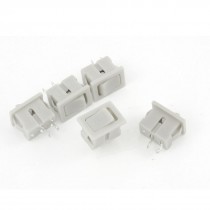 5 Pcs Flush Mounted 2 Pin Light Gray SPST Fan Rocker Switch 1A 250VAC