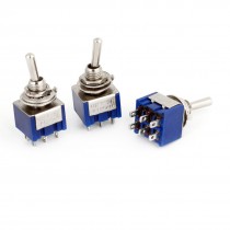 3 Pcs Switching Light Toggle Switch 2 Positions 6Pins DPDT AC 125V 6A