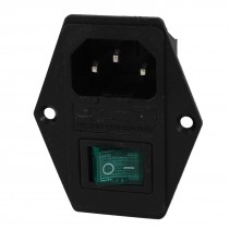 AC 250V 15A Plastic Housing IEC320 C14 Inlet I/O Button Power Socket wFuseholder
