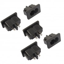 250V 1A Power Supply IEC Inlet C8 Socket Adapter 5 Pcs