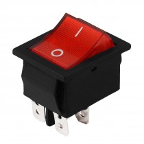 DPST On/Off 2 Positions 4 Terminal Red Button Boat Rocker Switch AC 5A 220V