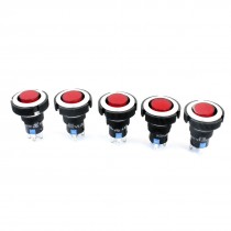 5 Pcs 12V 22mm Red Pilot Lamp SPDT 5 Pins Self-Locking Push Button Switch