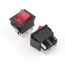 2 Pcs 15A 250VAC 2 Position 6 Pin Red Light ON/OFF DPDT Boat Rocker Switch