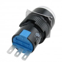 AC 250V Round White Cap 3 Pin Latching Action Push Button Switch