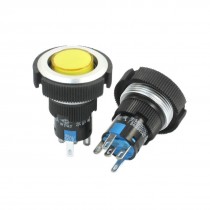 2 Pcs 220V 22mm Thread SPDT Momentary Yellow Pilot Lamp Push Button Switch