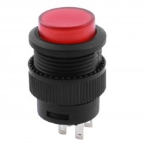 Red Light 4Pin Black Momentary Pushbutton Switch SPST AC250V 3A