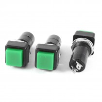 3 Pcs 3A AC 250V Green Cap SPST OFF-(ON) Momentary Push Button Switch