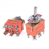 2 Pcs Orange 6-Terminals ON/OFF 2 Position DPDT Toggle Switch AC 250V 15A